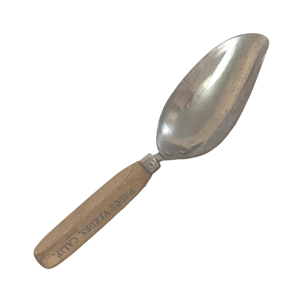 Vintage A&S 1/4 Cup Aluminum Scoop Wood Handle Advertising Palos Verdes CA